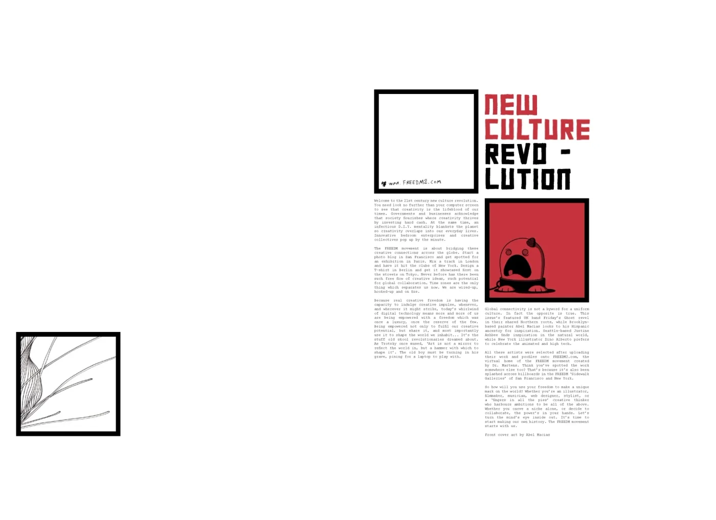 FREEDM zine editorial spread headed “New Culture Revolution”, explaining the movement’s aims.